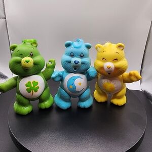 1983 Vintage Care Bears 3 Figure Lot 3" Funshine, Lucky Clover, Bedtime Bear.